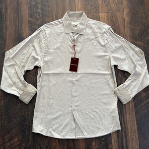 CONSEQUENCE MENS BUTTON DOWN SHIRT MEDIUM JACQUARD RAYON BLEND WHITE NWT WHITE